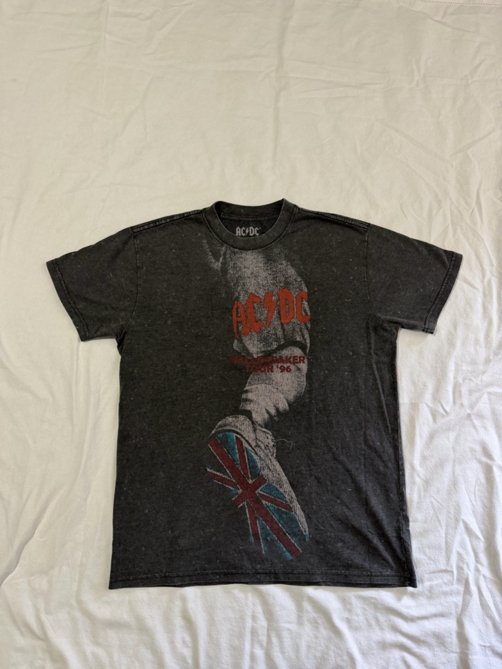 AC/DC Black Short-Sleeve Band Tee with Red Logo